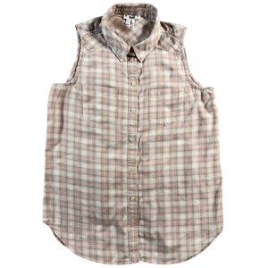 Plaid Sleeveless Button S Shirt By Paige Western Cottagecore Soft Airy 100% Cott